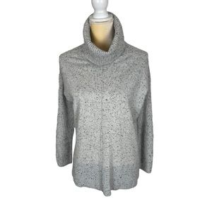 Saks Fifth Avenue 100% Cashmere Women’s Cowl Turtleneck Sweater‎ Gray Speckled S